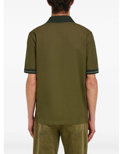 Ferragamo Green Piqué-Weave Contrast-Collar Polo Shirt for men