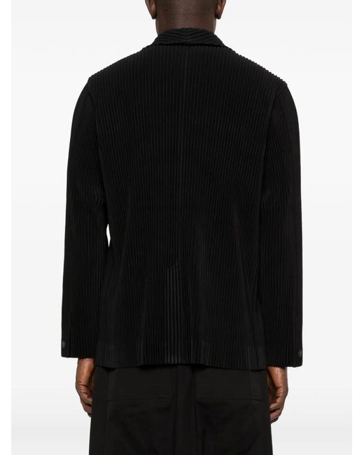 Homme Plissé Issey Miyake Black Pleated Button Blazer for men