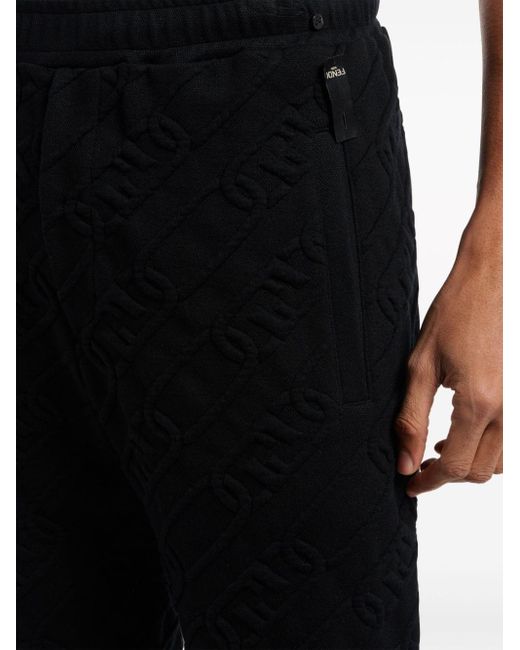 Fendi Black Logo-embossed Track Pants for men