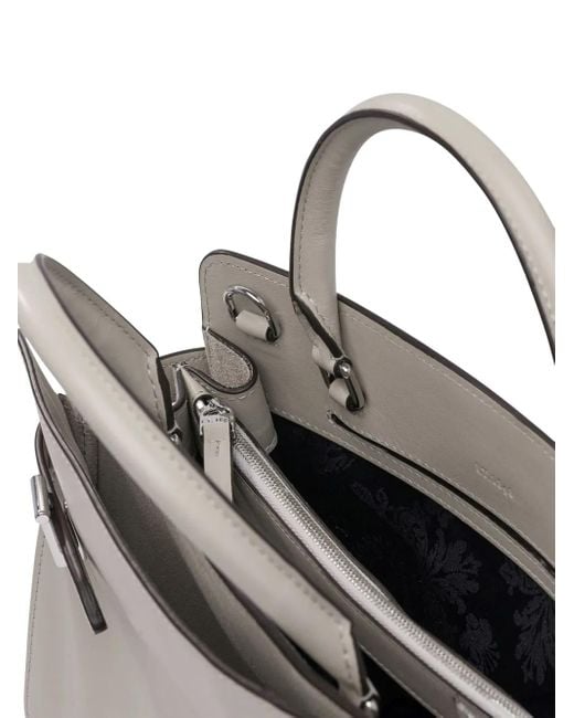 Le Tanneur Gray Leather Buckled Tote Bag
