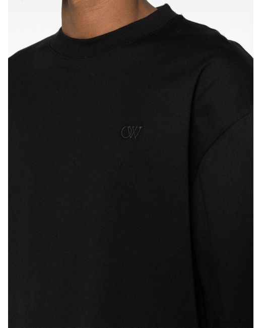 Off-White c/o Virgil Abloh Black Logo-embroidered T-shirt for men