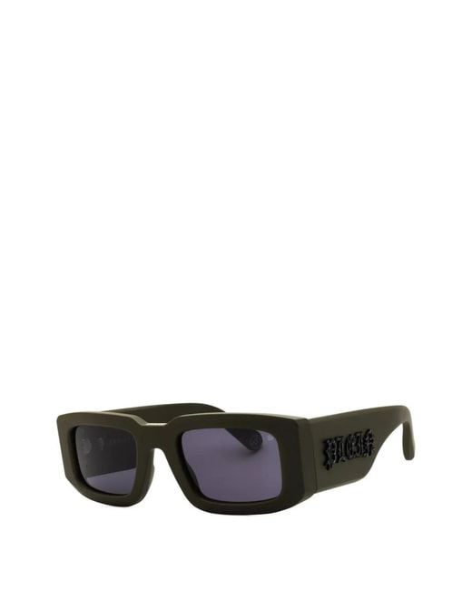 Philipp Plein Black Rectangle-Frame Sunglasses