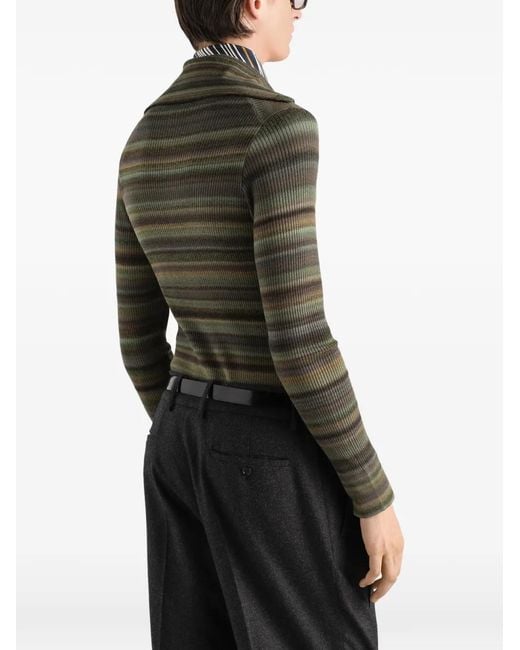 Dolce & Gabbana Green Ribbed Wool Cardigan for men
