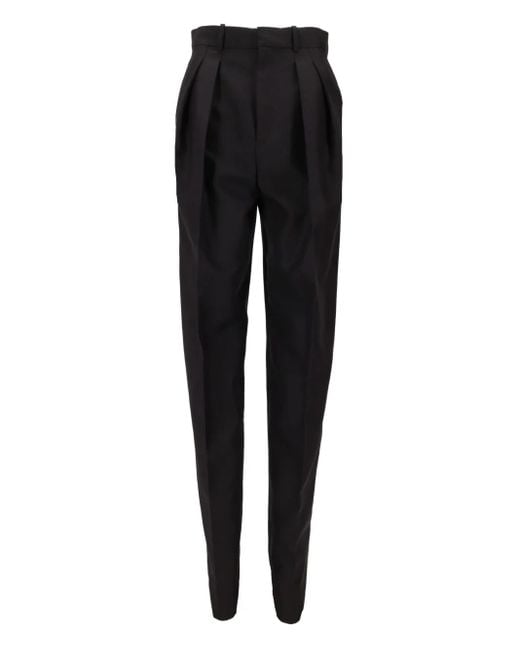 Saint Laurent Black Pleated-Front Straight Trousers