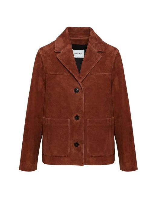 Yves Salomon Brown Button Suede Jacket