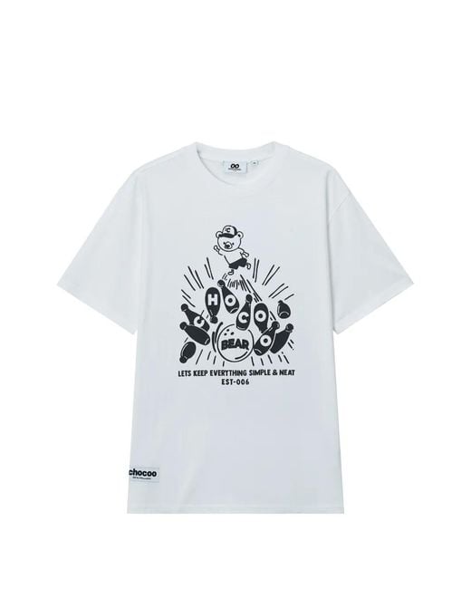 Chocoolate White Graphic-Print T-Shirt for men