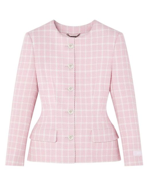 Veste à carreaux Versace en coloris Pink