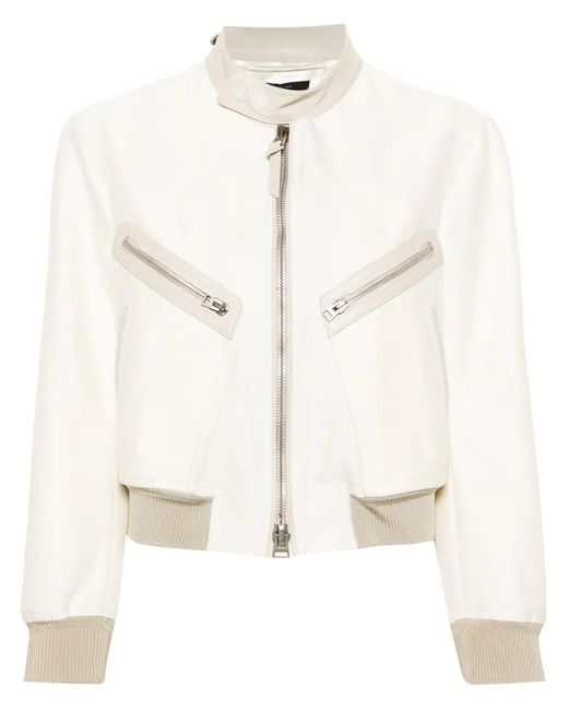 Tom Ford White Contrasting-Trim Jacket