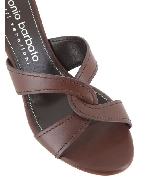 Antonio Barbato Maestri Veneziani Brown Strappy Leather Heeled Sandals