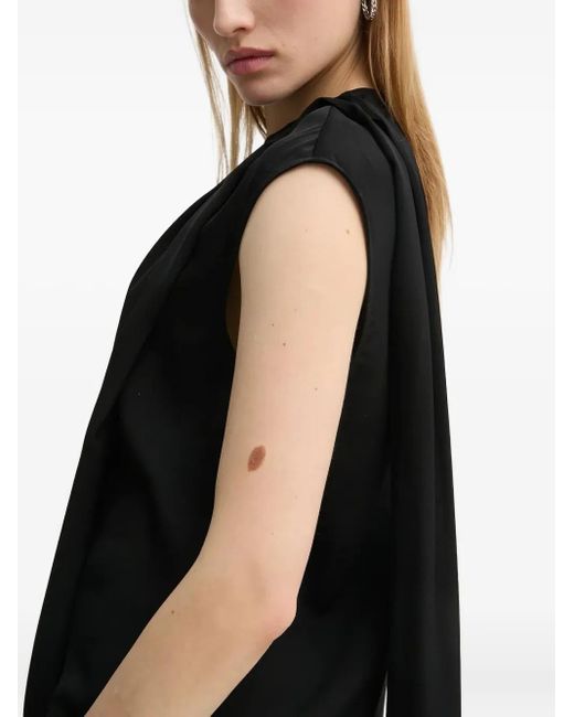 Day Birger et Mikkelsen Black Draped-Shoulder Top