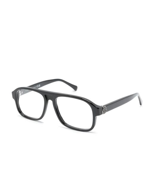 Moncler Black Rectangular-Frame Glasses