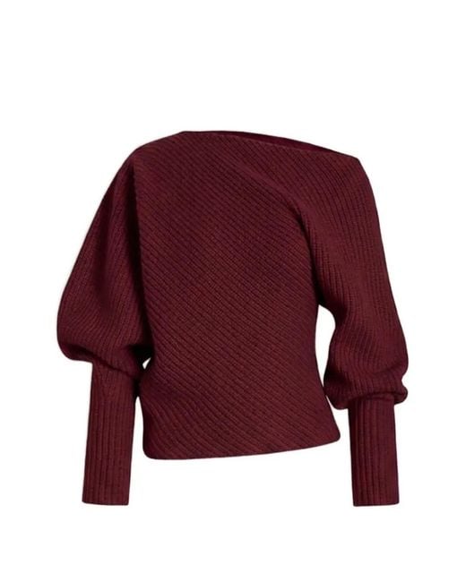 Alberta Ferretti Red Pull Côtelé À Appliqués Fleurs