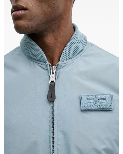 Alpha Industries Blue Hooded Ma-1 Bomber Jacket for men