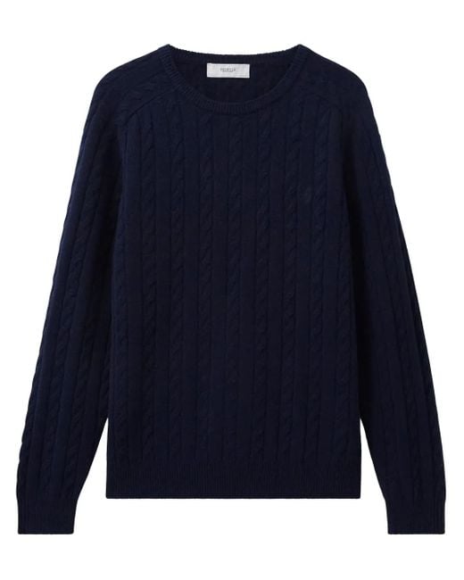 Pringle of Scotland Blue Cable-Knit Lambs Wool Jumper for men