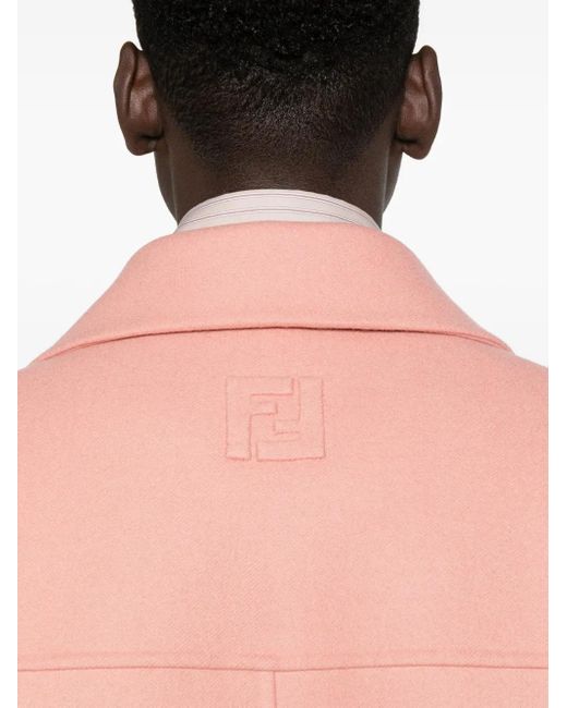 Fendi Pink Double-Breasted Patch-Pocket Coat for men