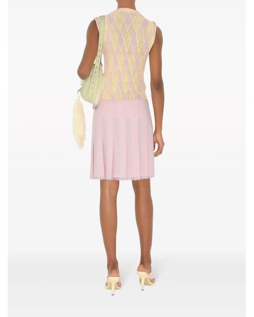 Burberry Natural Argyle Intarsia Knit Top