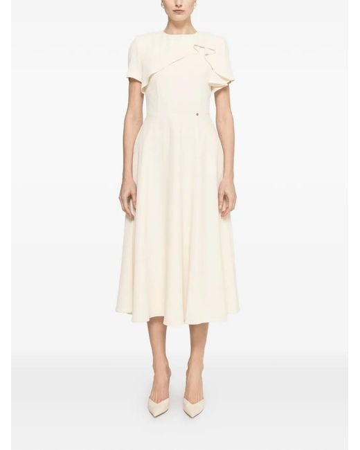 Nissa Natural Ruffled A-Line Dress