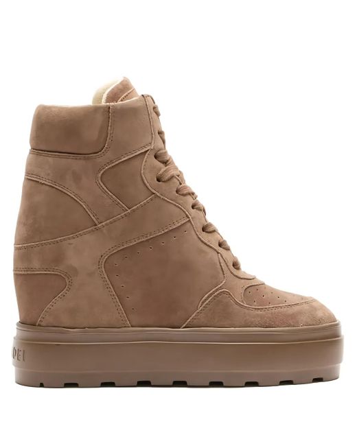 Casadei Brown 80Mm Lace-Up Wedge-Heel Sneakers