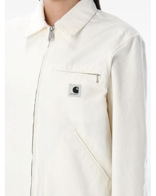 Carhartt White Logo-Patch Zip-Up Jacket