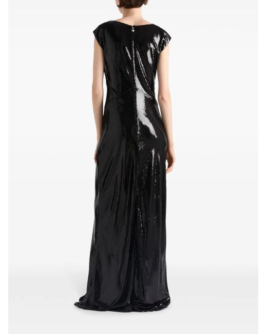 Prada Satijnen Maxi-Jurk Met Pailletten in het Black