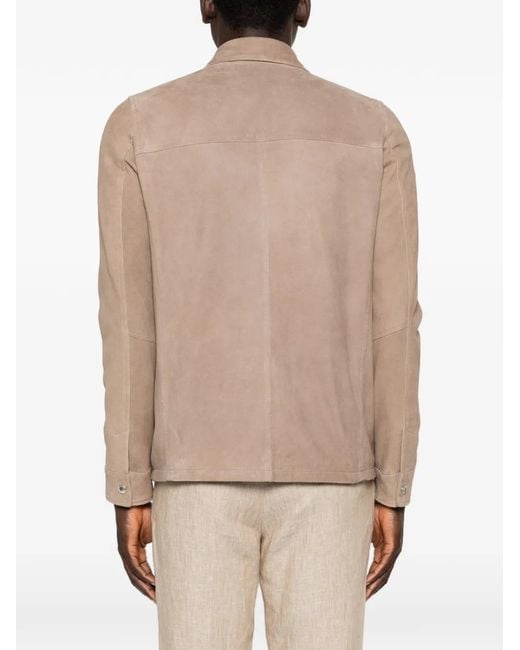 Barba Napoli Natural Buttoned Leather Jacket for men