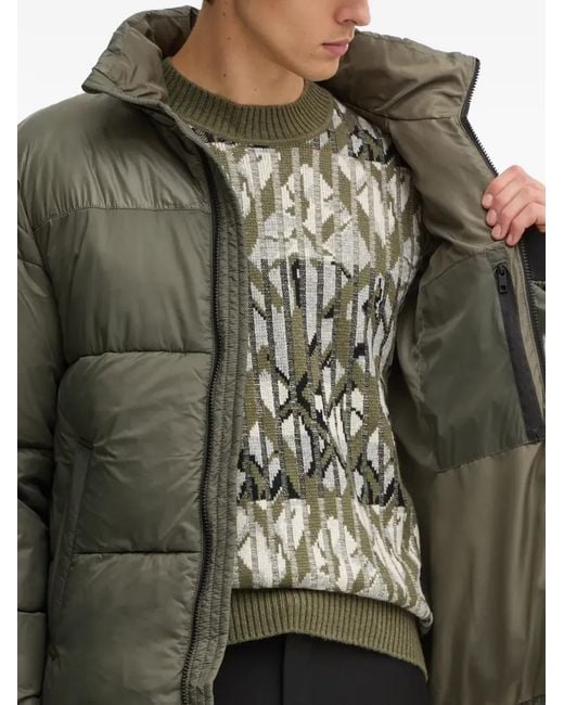 Lindbergh Green Funnel-Neck Puffer Jacket for men