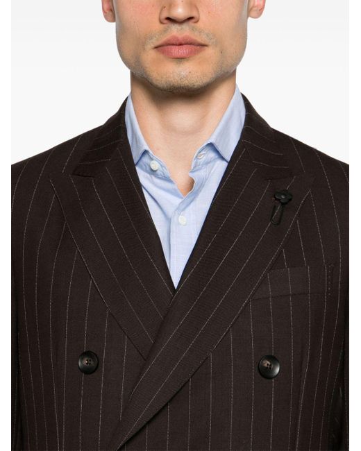 Lardini Black Double-breasted Wool Suit for men