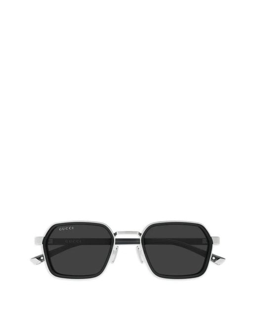 Gucci Black Geometric-Frame Sunglasses for men
