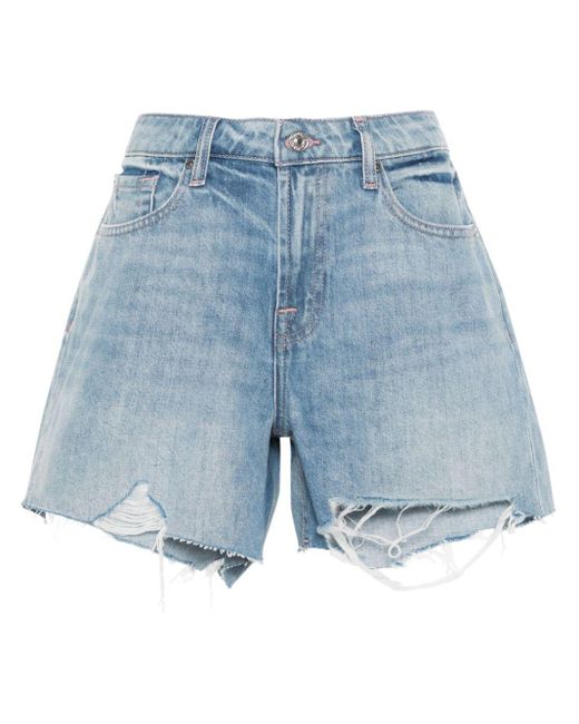 7 For All Mankind Blue Jeans-Shorts im Distressed-Look