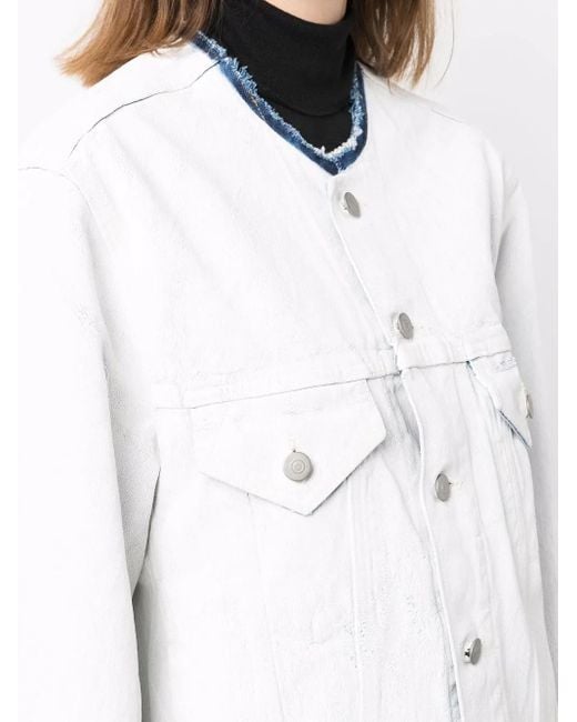 Maison Margiela White Collarless Denim Jacket