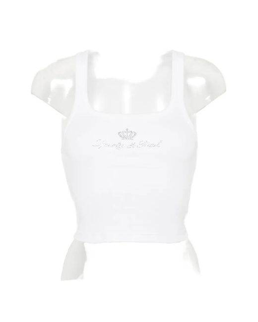 Sporty & Rich White Logo Ribbed Tank Top