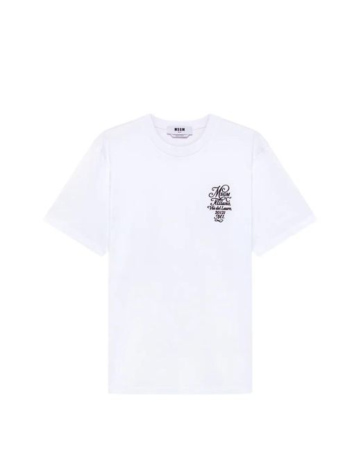 MSGM White Logo-Print Crew-Neck T-Shirt for men