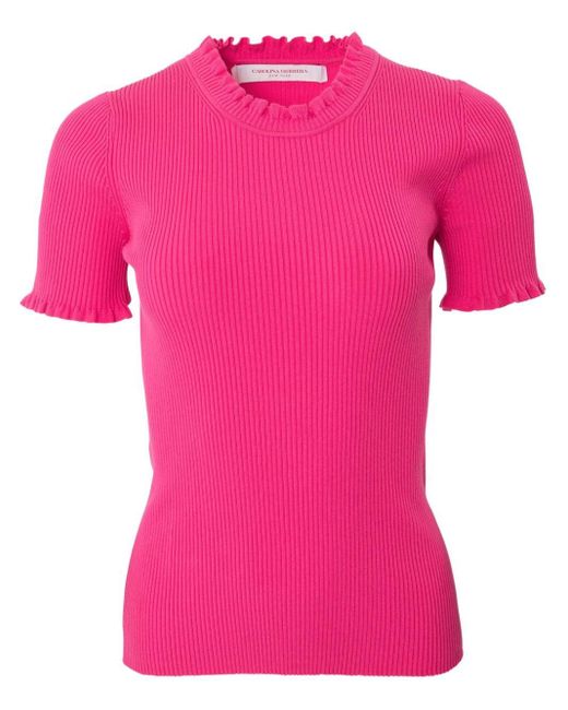 Carolina Herrera Pink Ribbed Knitted Top