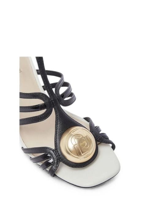 Liu Jo White Logo-Plaque Caged Sandals