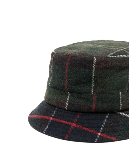 Barbour Gray Tartan-Pattern Bucket Hat