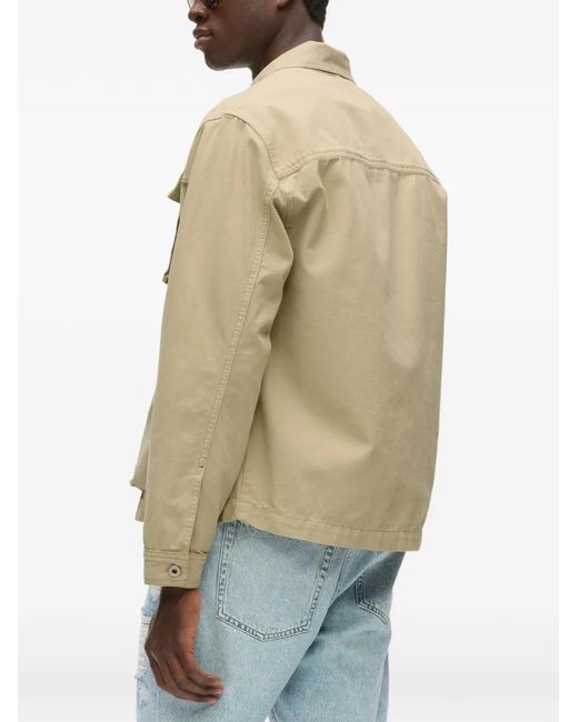 Karl Lagerfeld Natural Boxy Cropped Jacket With Classic Collar for men