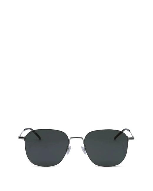 Saint Laurent Black Rectangle-Frame Logo-Engraved Sunglasses