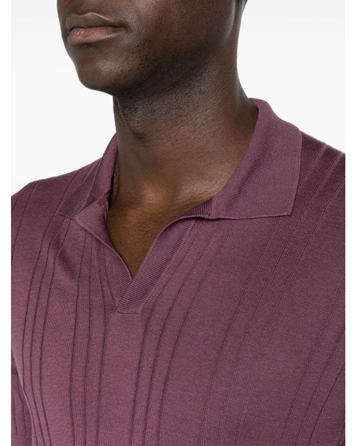 Tagliatore Purple Pavel Silk Polo Shirt for men