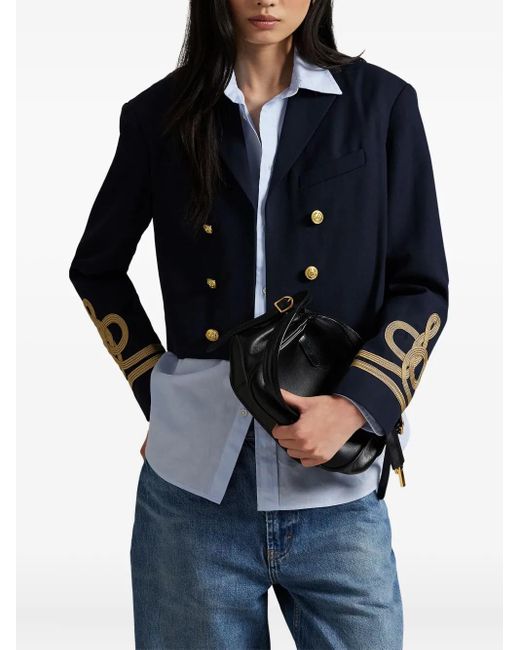 Polo Ralph Lauren Blue Cropped Rope-detail Jacket