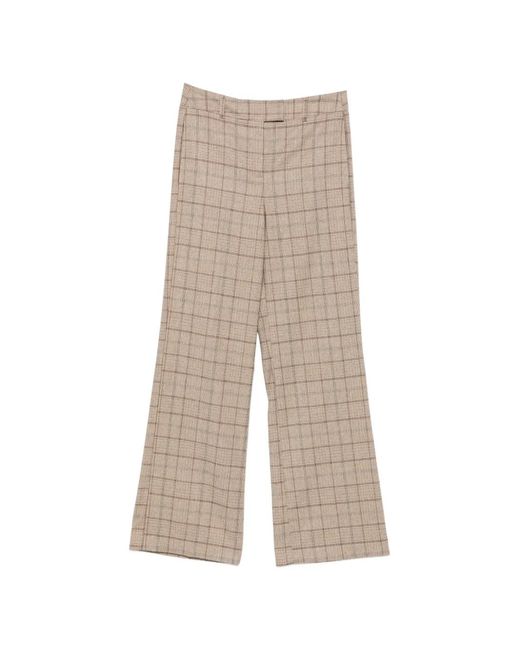 MAISON 123 Natural Layla Check-Pattern Trousers