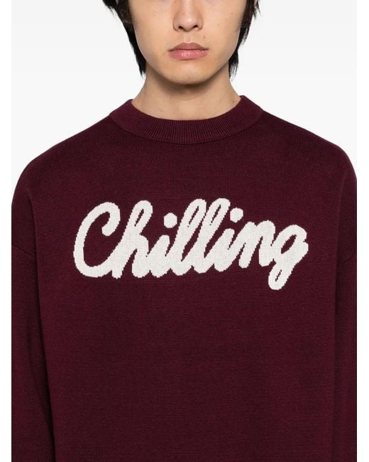Chocoolate Red Round Neck Jumper for men