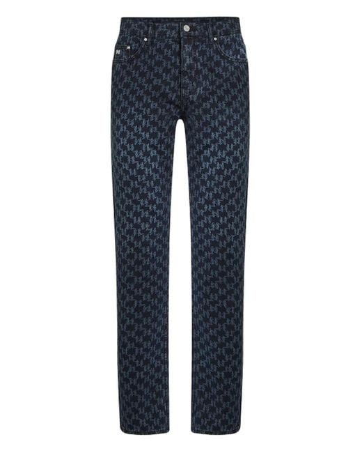Karl Lagerfeld Blue All-over Monogram-print Jeans for men