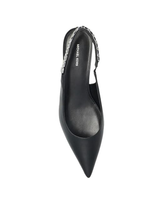 MICHAEL Michael Kors Black Chain-Detail Pointed Leather Pumps