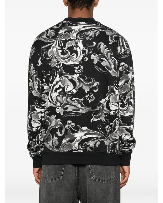 Versace Jeans Couture Black Baroque-Print Sweatshirt for men