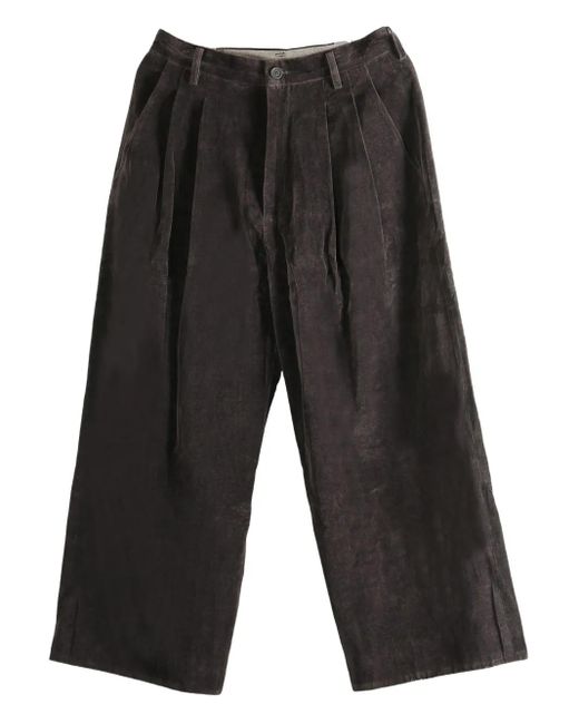 Ziggy Chen Gray Pleated Wide-Leg Trousers for men