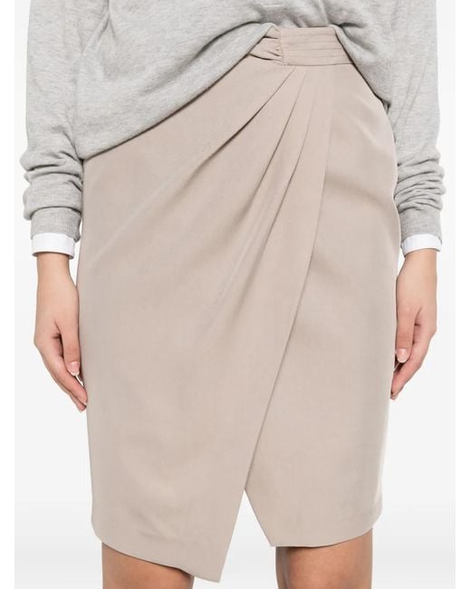 SIMONA CORSELLINI Natural Draped Wrap-Style Mini Skirt