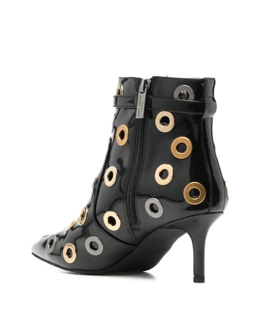 Kurt Geiger Black Eyelet Strap Boots
