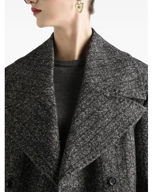 Dolce & Gabbana Black Short Oversized Striped Jacket Wool