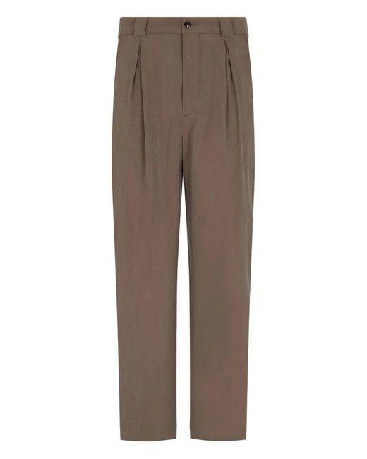 Giorgio Armani Brown Pleated Trousers for men