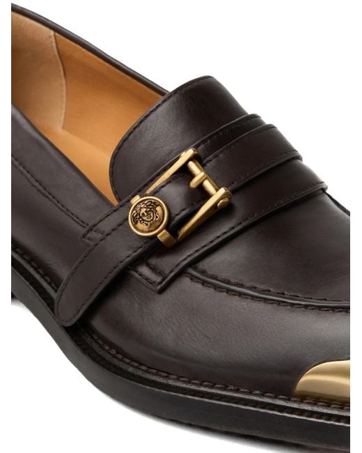 Versace White Primo Leather Loafers